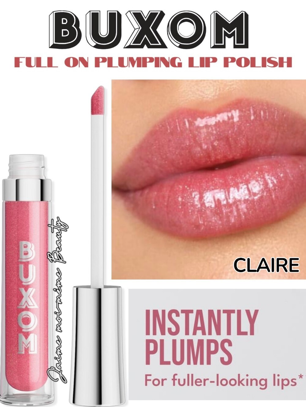 BUXOM Full On Plumping Lip Polish Liquid Lipstick - Clair- Mauve Pink Shimmer